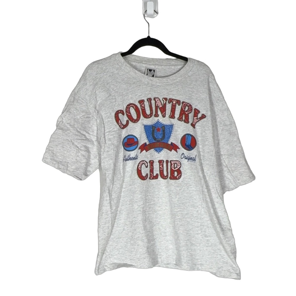 L.A. Sportswear Country Club T-Shirt Men XL Grey Heather Western Graphic Cotton